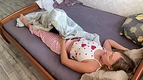 her fingers tease milfs young pussy to sweetest shaking orgasm then creampie fills