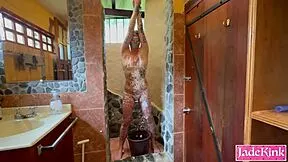 punishin my cheatin slave girl humiliatin her with foam body writin in shower