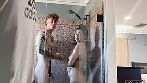 Redhead college jock milf bends over for tattooed guy's big cock doggystyle pounding 🔥