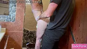 punishin my cheatin slave girl humiliatin her with foam body writin in shower