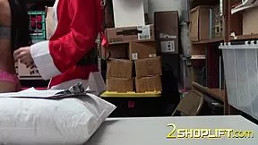 Man this horny santa banging lovely skinny teen missionary with big tits