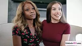 Busty lesbians lick pussies in 4some