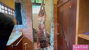 punishin my cheatin slave girl humiliatin her with foam body writin in shower