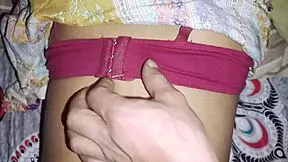 stepbrother gropes my big tits and tight pussy late night in bed