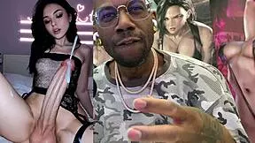 beautiful trans milf cums hands free huge cock toys