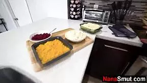 step granny sneaks blowjob on stepgrandson almost caught