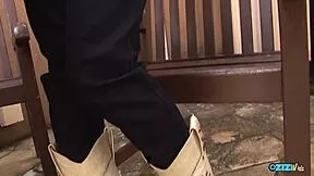 Pretty Young Girl Walks Street Teasing Tits Ass Clit for Old Man Cum