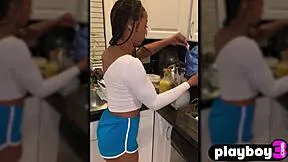 damn petite black milf misty stone rides dildo after playboy poses 😈🔥