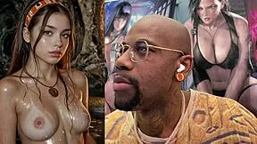 Obedient ginger teen dances naked on leash outdoors with cum-covered tan tits bath