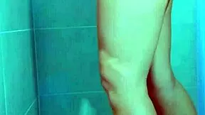 brazilian college girl's thong shower tease gets wet
