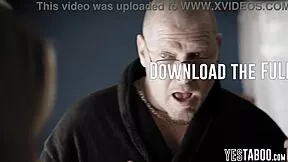 the latina teen babysitter gets bent over and pounded doggystyle by her mature boss's monster cock in rough hardcore action while he watches her young hairy pussy take every inch