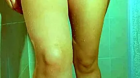 brazilian college girl's thong shower tease gets wet