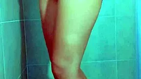 brazilian college girl's thong shower tease gets wet