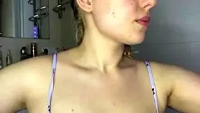 Peek at her pink pussy fingering wet in leather close up