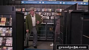 sexy redhead teen browses porn with stepgrandpa then rides his big cock doggystyle hardcore