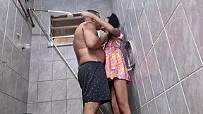 skinny asian slut cosplay teen seduced in bathroom for anal assfucking