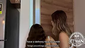 stepsisters sofia smith and jazmine white crave deliveryman's cock so they lick suck fuck and cum hard together