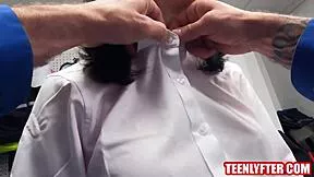 TEEN STRIPPED And POUNDED By Mall Cop In Uniform