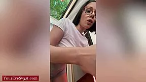 cute brunette hairdresser eve sweet goes filthy, deepthroats sloppy big dildo pov riding cowgirl tight pussy