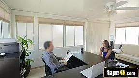 gorgeous sub teen bends over office desk for loan sex doggystyle