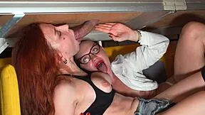 Step sister caught slurping step bro cock during step mom's massage