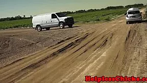 Stranded teen roughly dominated and hardfucked in stranger's van missionary?