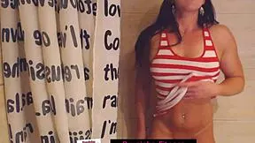 Wet Latina teen's small tits shine in steamy Brazilian shower
