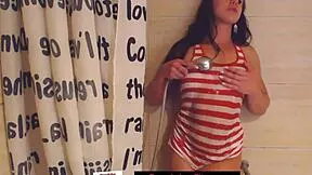 Wet Latina teen's small tits shine in steamy Brazilian shower