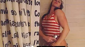 Wet Latina teen's small tits shine in steamy Brazilian shower