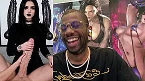 Tight Bald Pussy Goth Lady D Rides Dildo Cowgirl Jerking Gooner Cock Cum Covered
