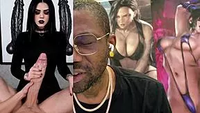 Tight Bald Pussy Goth Lady D Rides Dildo Cowgirl Jerking Gooner Cock Cum Covered