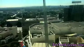 lesbian teen redhead goes down for some close-up pussy eating fun