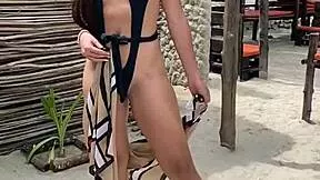 linda petite colombian struts in tiny outfit