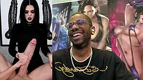Tight Bald Pussy Goth Lady D Rides Dildo Cowgirl Jerking Gooner Cock Cum Covered