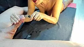 hey mommy, your femdom hands gently stroke that monster cock till the cum fountain sprays everywhere for swallow!