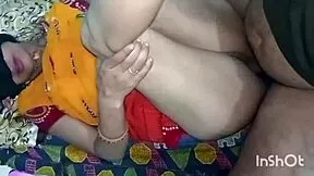 in the quiet indian village at midnight, the chubby housewife and her skinny boyfriend start their rough homemade sex moaning loudly on the ranch.