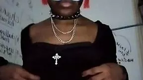 Goth Dominatrix Teases Natural Tits In Heels To Drain Balls