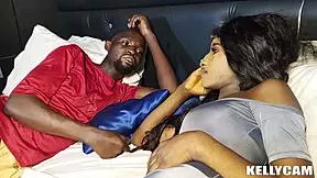 ebony stepdaughter gets wet pussy licked fucked missionary by stepdad huge cock