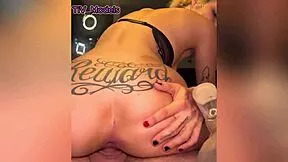 inked blonde teen's tight holes stretched wide by massive white cock contrast