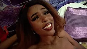 aiden valentine's ebony fembot anastasia cums hard in shiny red pvc bikini