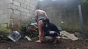 brazilian brunette with small tits gets licked and fucked outdoors at party