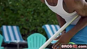 Stunning Blonde Cougar Rides Young BBC Pool Cleaner Hard!