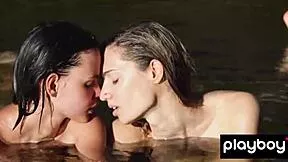 lesbian milf francy torino cuddles nude with petite ukrainian teen gf outdoors