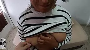 excited latina newbie strips for casting, sucks hairy cock then rides interracial style