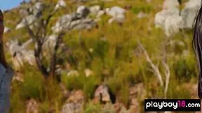 lesbian milf francy torino cuddles nude with petite ukrainian teen gf outdoors