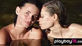 lesbian milf francy torino cuddles nude with petite ukrainian teen gf outdoors