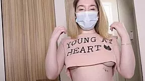 horny brunette kami undresses panties to finger big tits in nude solo