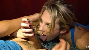 Skinny blonde club dancer gets raw no-condom pounding by huge cock client