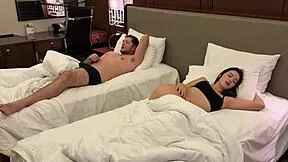 woke up jerking to roommate's big ass... she gives sloppy deepthroat blowjob and swallows cum on bed