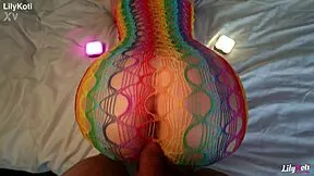 damn check my horny gf's huge tits suck in fishnets